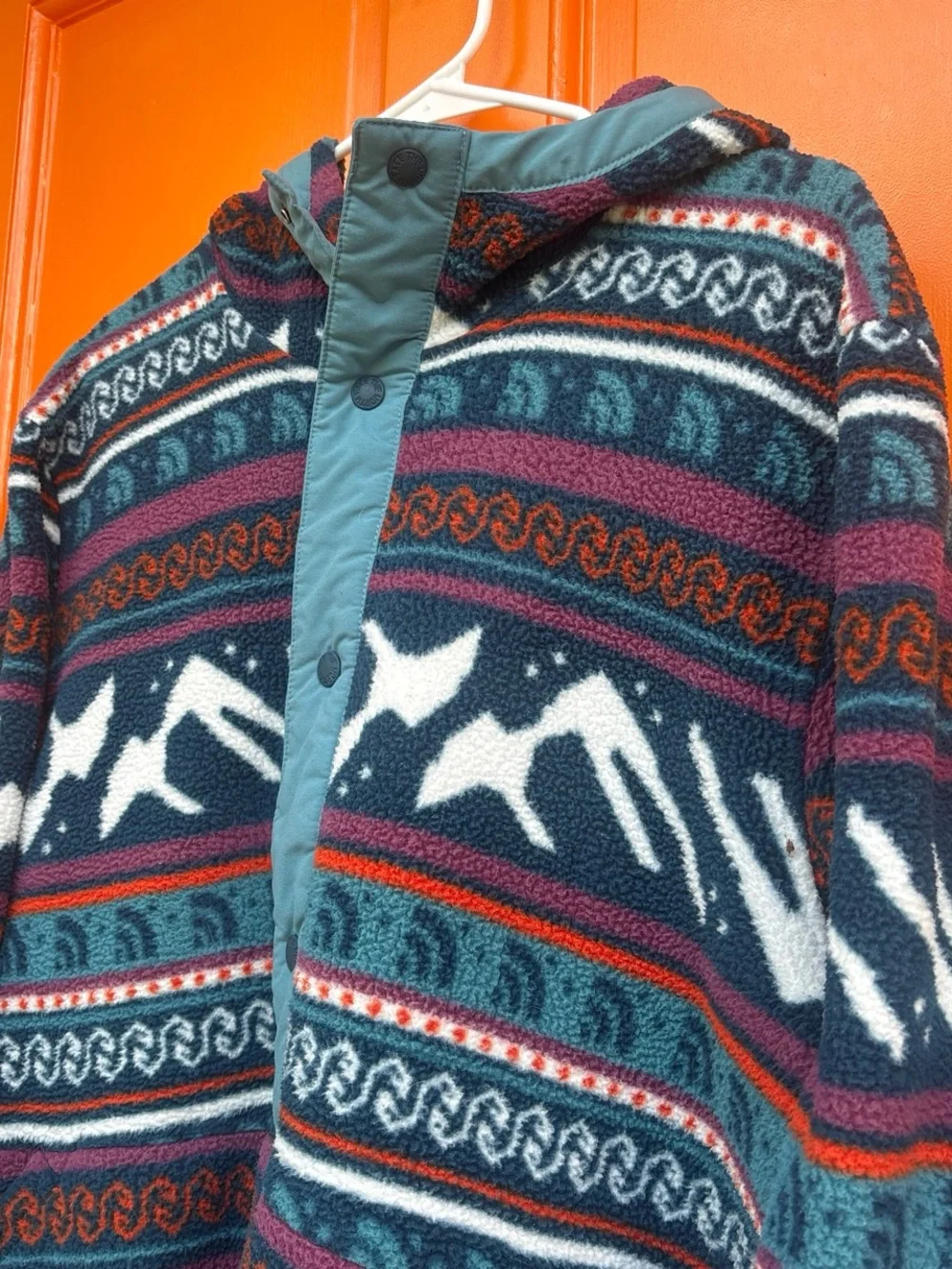 The North Face Men's Patterned Fleece Zip Pullover - Teal, Navy & Burgundy